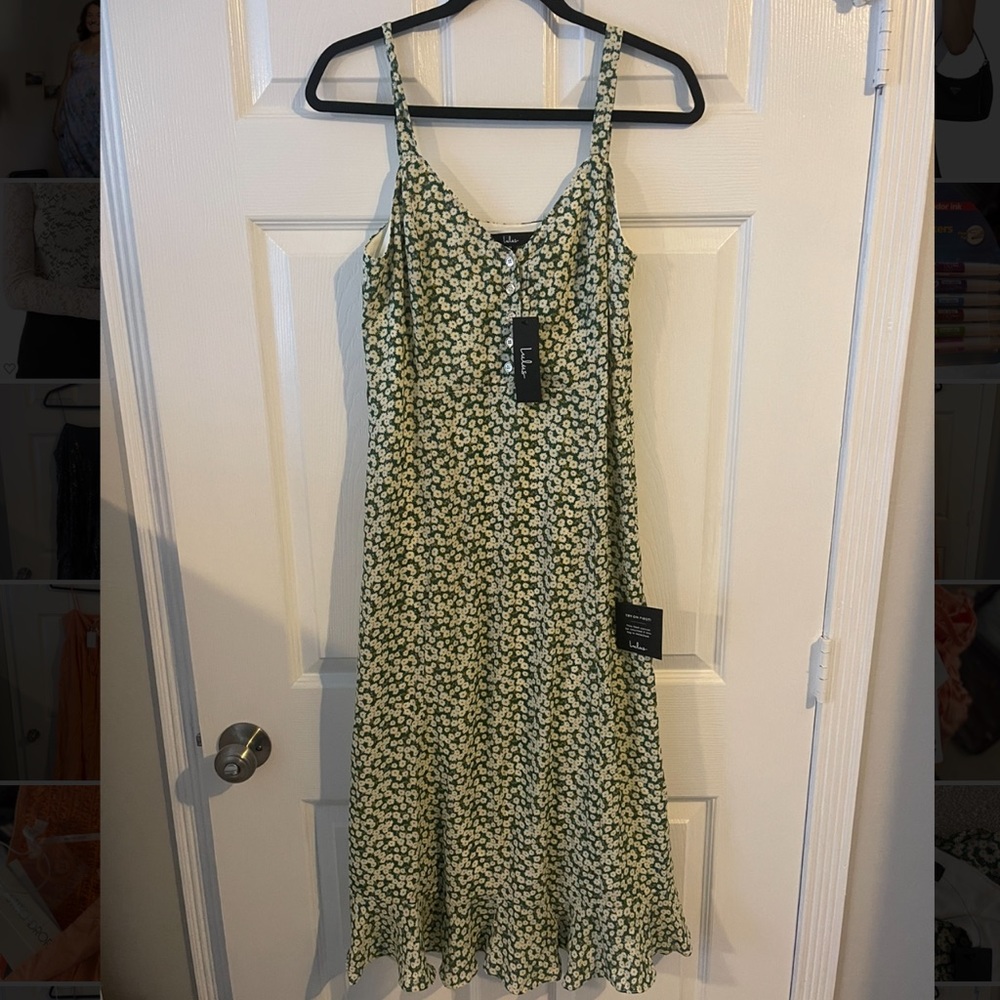 Green floral midi dress - size M